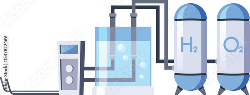 Hydrogen ecological fuel production vector illustration