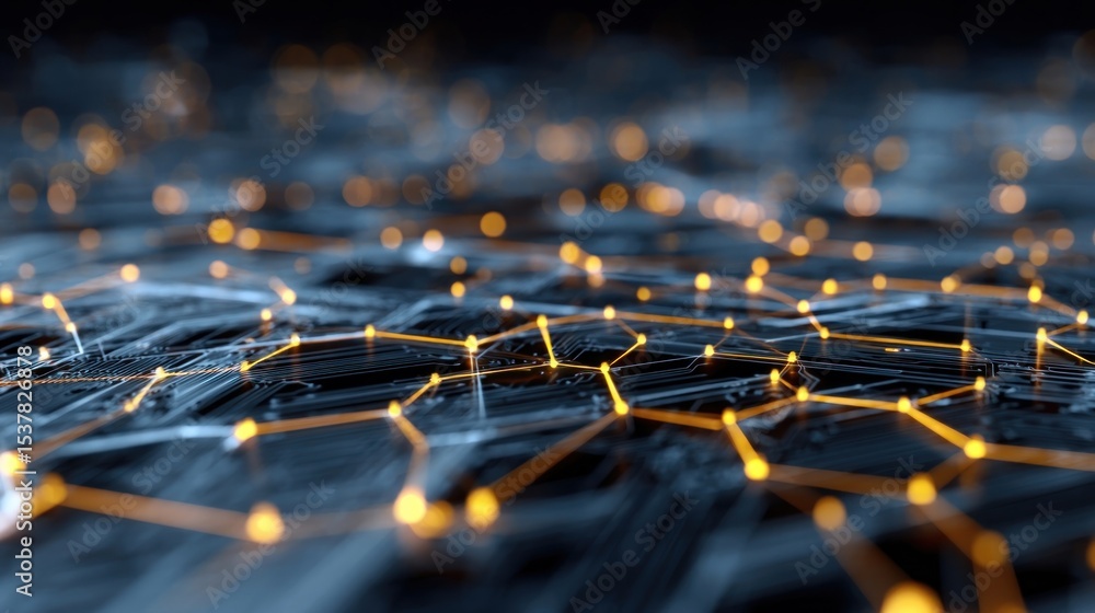 Obraz premium Abstract futuristic circuit board with mesh lines and connections