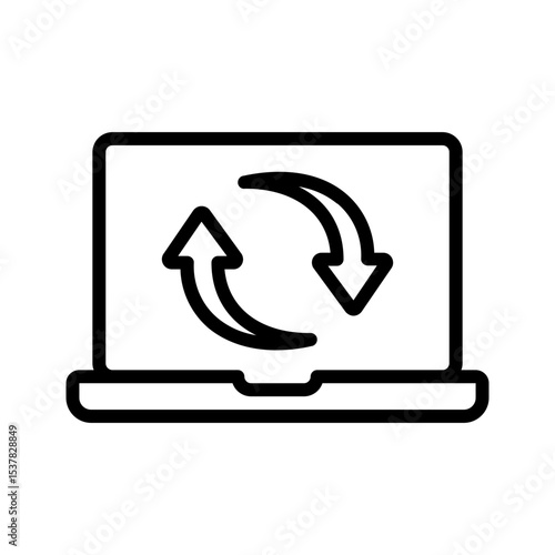 Vector black line icon for Refresh