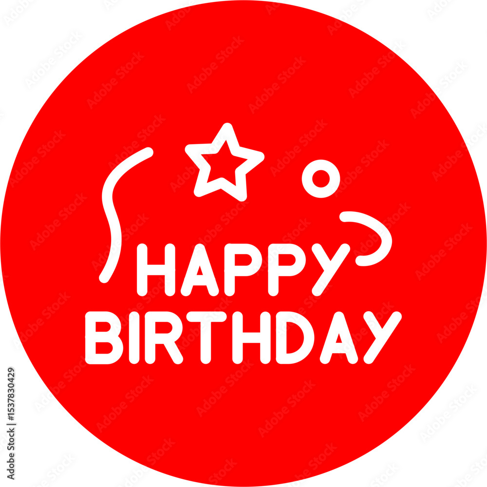 Obraz premium Birthday Text Vector Line White Circle Red