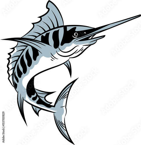 Silhouette Illustration of a Marlin Fish