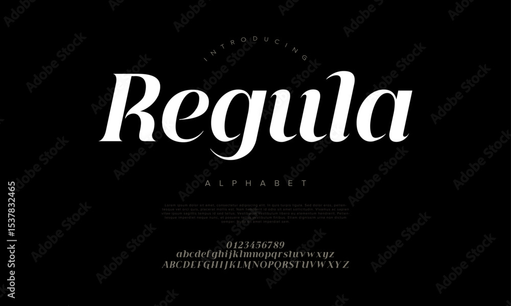 Obraz premium Slanted serif font with graceful curves, designed for elegant branding, packaging, and editorial use