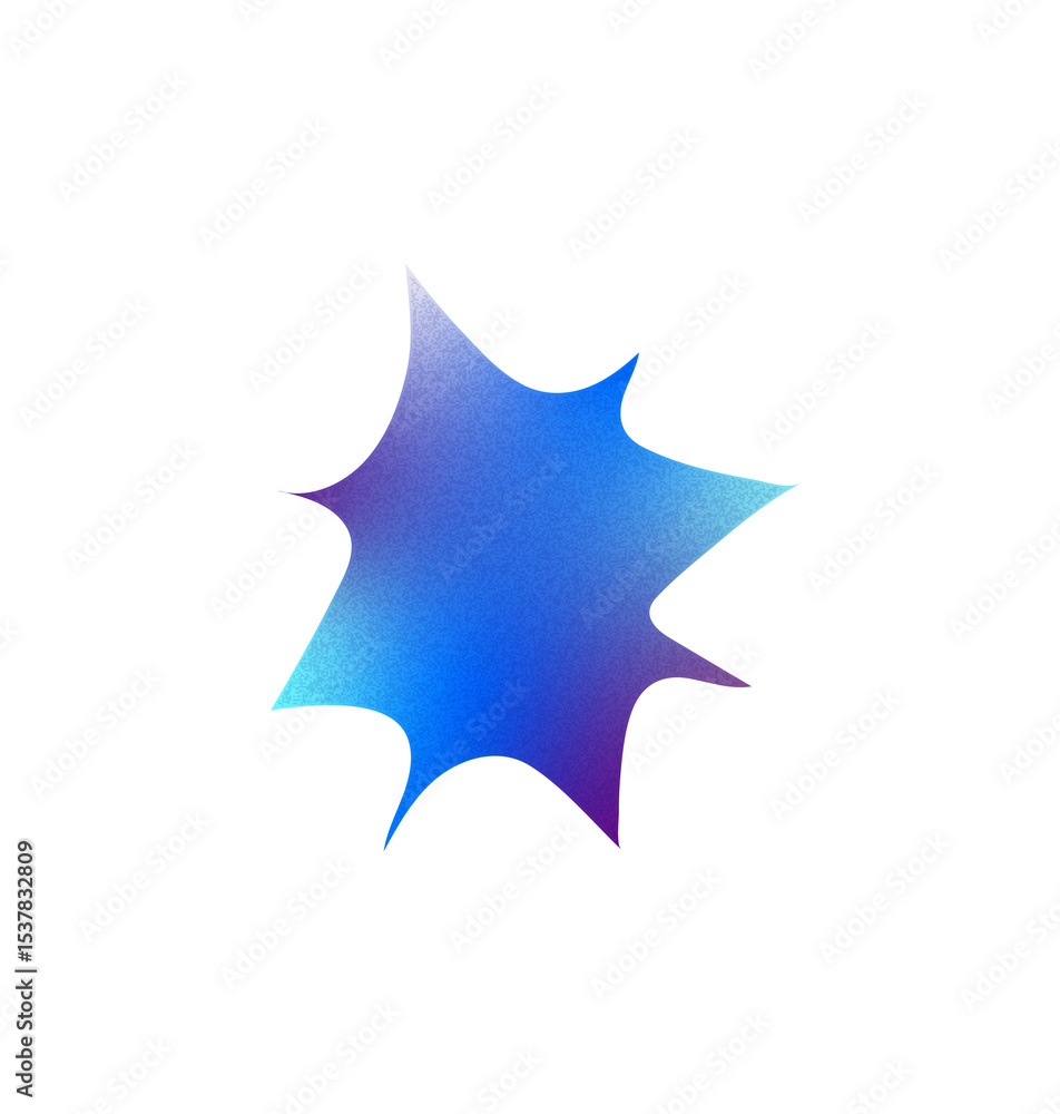 Brutalist Freeform Shape. Blue and Purple Grainy Gradient Quirky shape. Brutalist Freeform Shape. Blue and Purple Grainy Gradient Quirky shape.