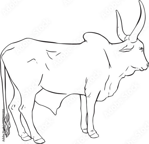 COW SIDE VIEW LINE ART