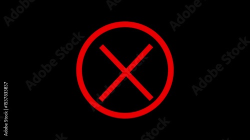 cross mark animation white background, Wrong icon 4k Motion graphic, Red X letter, crossed lines, denial concept, incorrect cross symbol, red cross mark animation 4k. Prohibition.