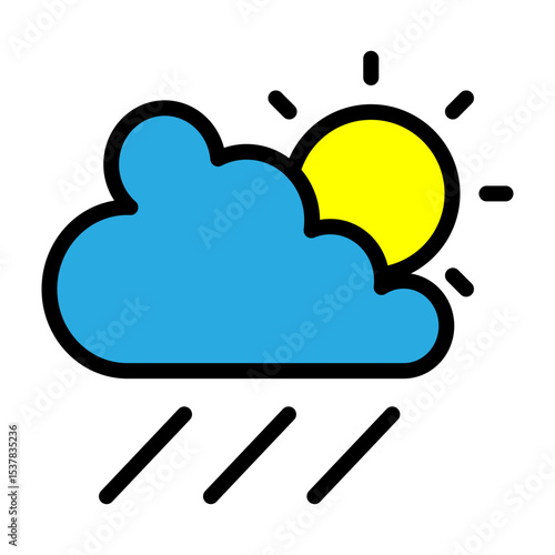 Rainy Afternoon Vector Filled Icon Design