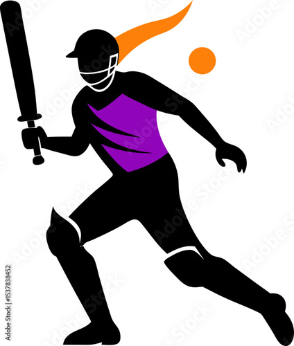 cricketer silhouette vector icon