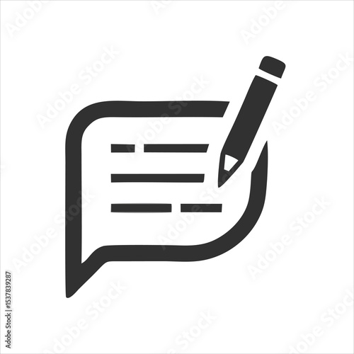 writing pen simple clean vector icon, concept of blogging, writing article, signing contract and documents, creative writing