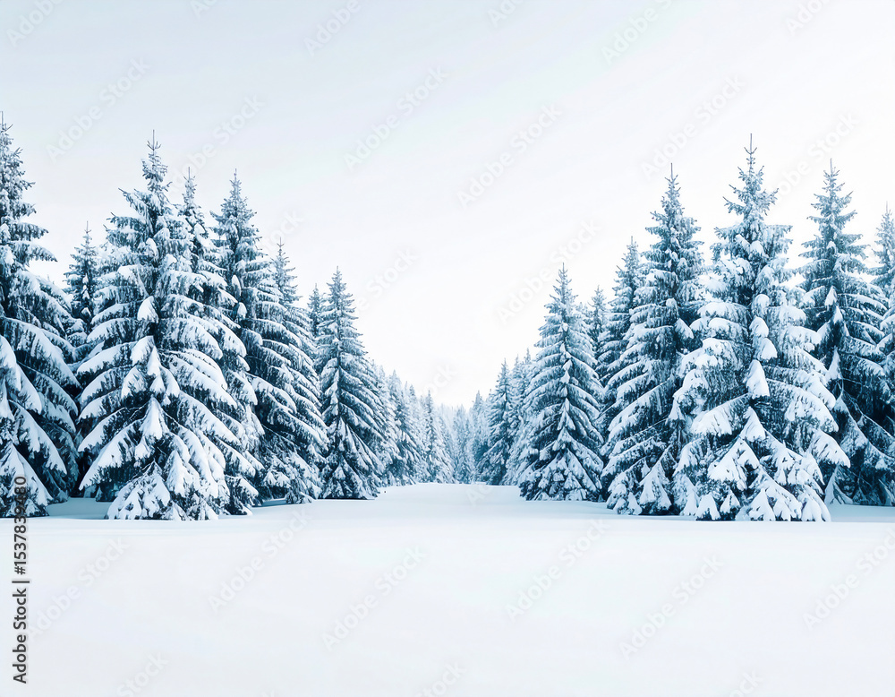 Naklejka premium Serene Snowy Forest Landscape