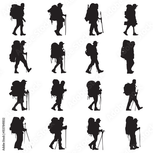 backpacking silhouette set, Black & White silhouette set 