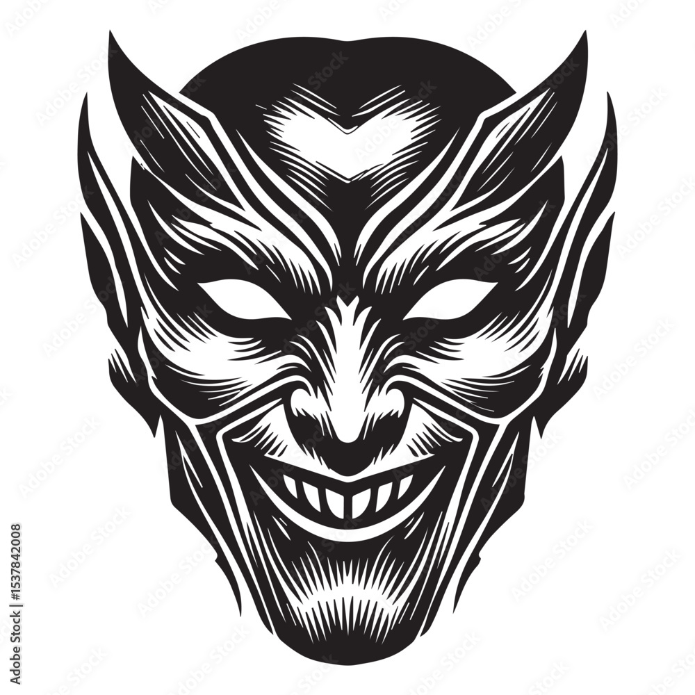 Obraz premium Demon Longhorn Skull Design Vector with Horror Theme