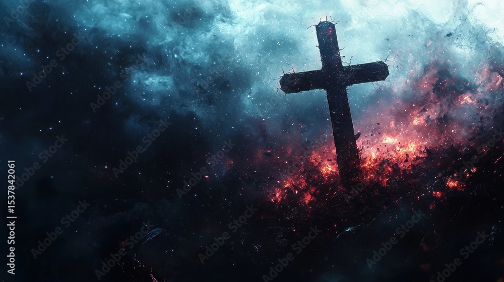 Fototapeta premium Cross stormy night