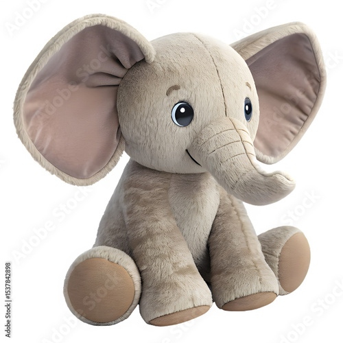 Soft toy elephant and mouse isolated on white background