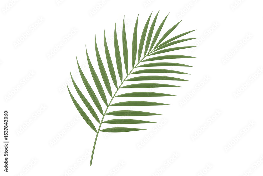 Fototapeta premium Realistic illustration of tropical palm leaf isolated on transparent background, creating a natural and vibrant botanical element