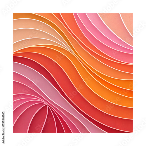 Abstract Layered Curves in Warm Pink and Orange Hues – Modern Flowing Art Design