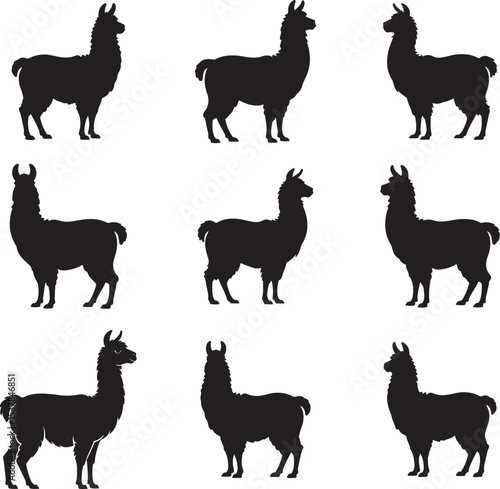 A Collection of Minimalist Llama Silhouettes