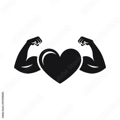 Strong Heart Icon: Symbolizing Health, Fitness, and Cardiovascular Strength

