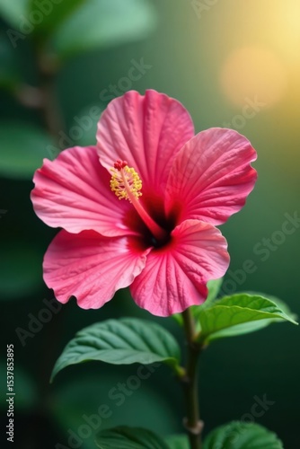 Vibrant pink hibiscus blossom, soft focus background, floral, vibrant, blossom