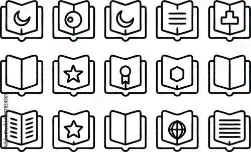 Open quran book icon design ramadan collection isolated on transparent background