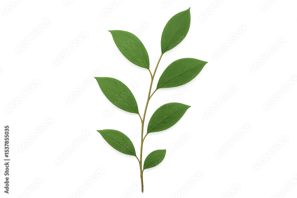 Studio shot of a branch with green leaves, isolated on transparent background, ideal for graphic design projects Studio shot of a branch with green leaves, isolated on transparent background, ideal for graphic design projects