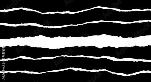 Torn Paper Edges: Abstract Black and White Texture