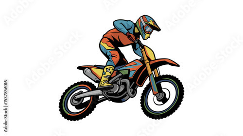 Motocross Rider Performing Stunt on Dirt Bike