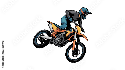Motocross Rider Performing Stunt on Dirt Bike