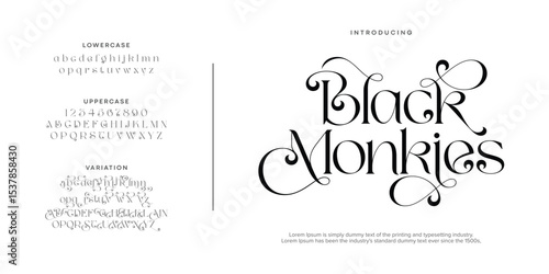 Black Monkies Abstract Fashion font alphabet. Minimal modern urban fonts for logo, brand etc. Typography typeface uppercase lowercase and number. vector illustration