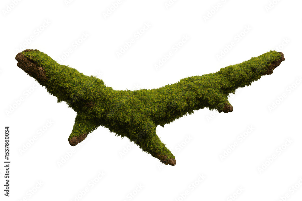 Naklejka premium Photorealistic mossy branch isolated on transparent background, perfect for photo manipulations and creative projects