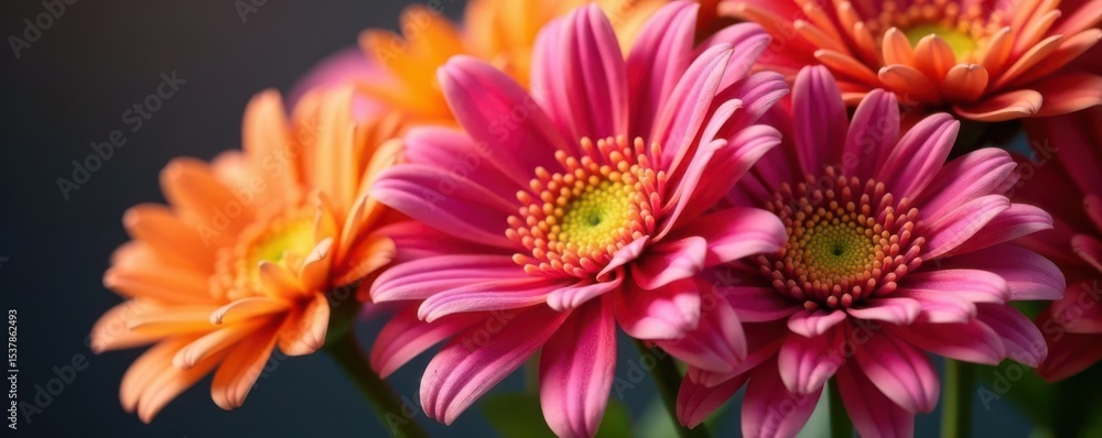 Fototapeta premium Vibrant chrysanthemum bouquet close-up, lush petals , orange, chrysanthemum, photography