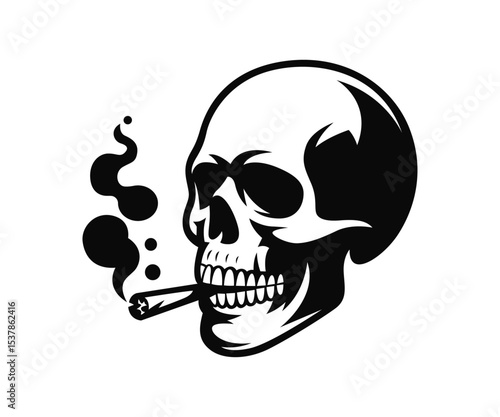 Skull smoking weed joint vector
