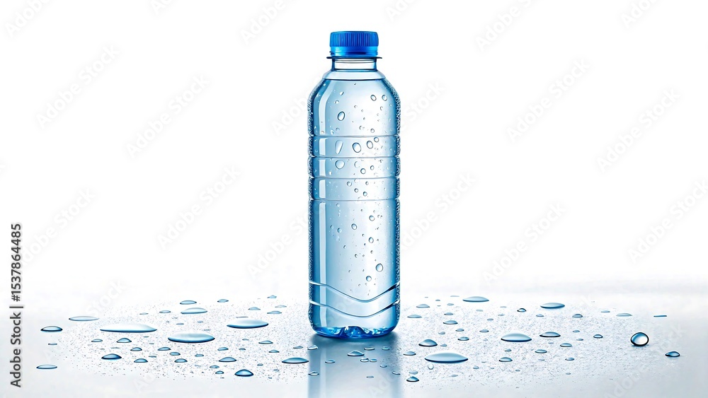 Plastic Water Bottle with Condensation and Water Droplets on White Background
Plastic Water Bottle with Condensation and Water Droplets on White Background