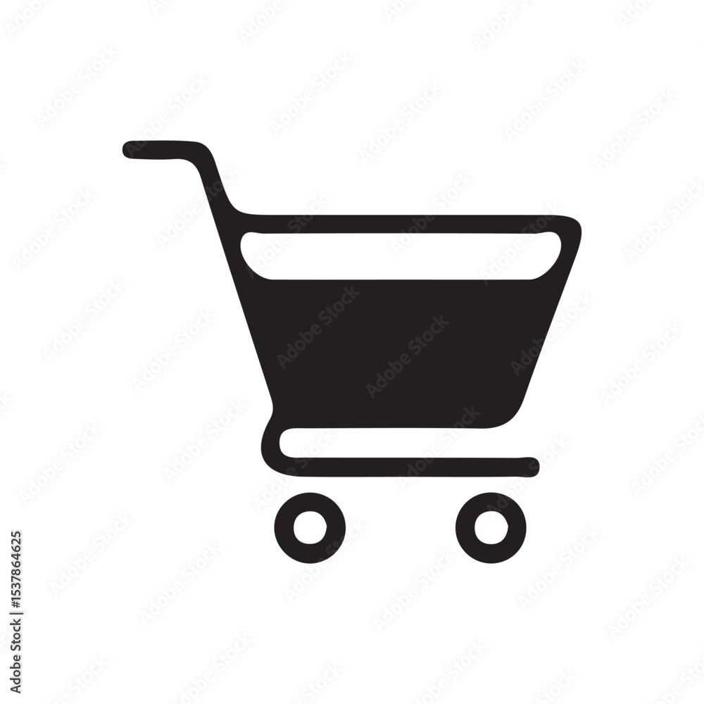 Black and White Shopping Cart Vector Illustration Black and White Shopping Cart Vector Illustration