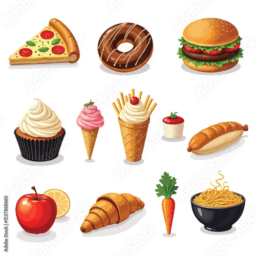 Illustration of a Delicious Sandwich with Various Fillings on White Bread