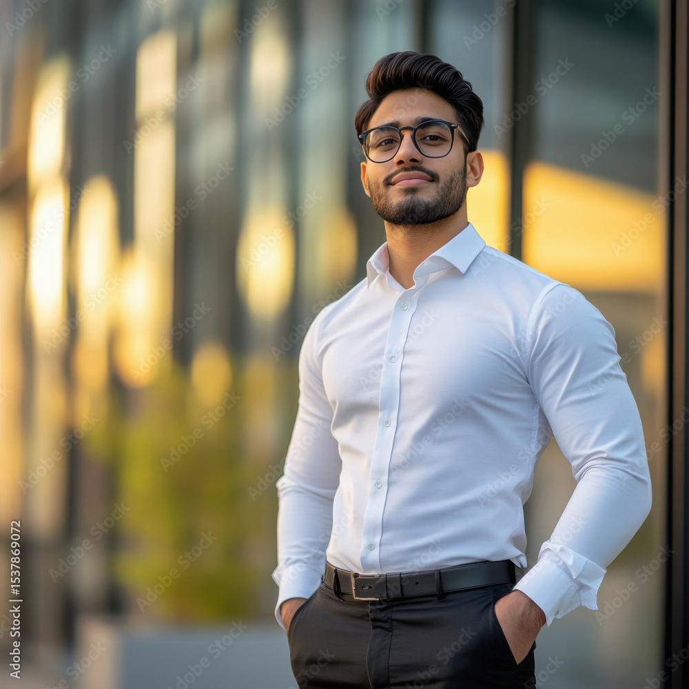 Obraz premium young handsome businessman standing at office