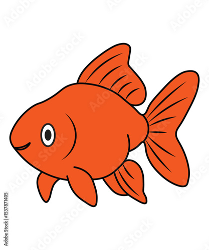 Bright Orange Cartoon Goldfish