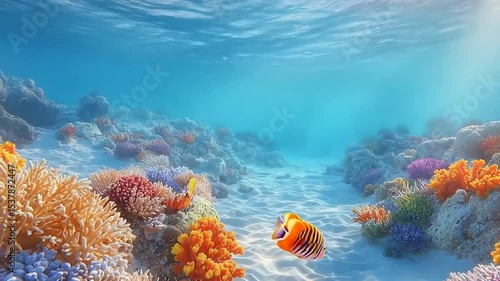 Wallpaper Mural Vivid coral reef ecosystem teeming with colorful fish swimming in clear turquoise ocean water Torontodigital.ca