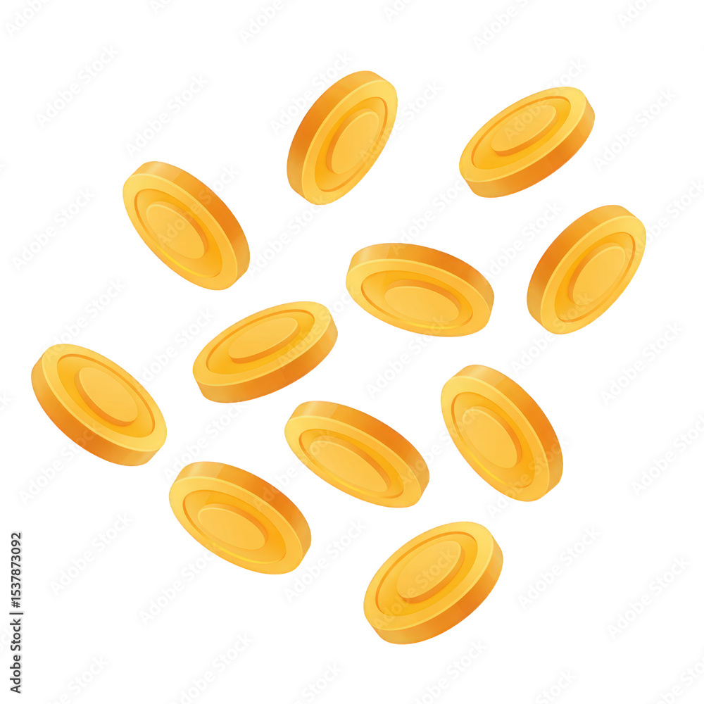 Obraz premium Falling gold coins animation isolated on transparent background
