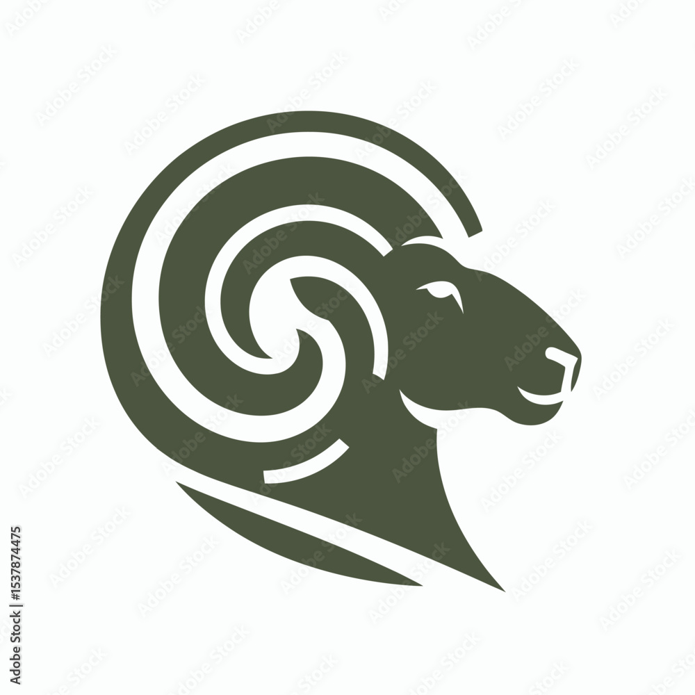 Naklejka premium Ram Head Silhouette Vector Logo Design