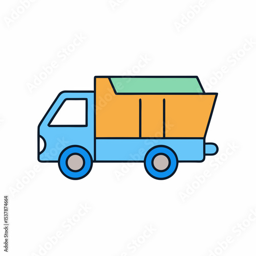 Colorful cartoon dump truck icon illustration design