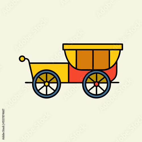 Colorful cartoon carriage illustration simple design