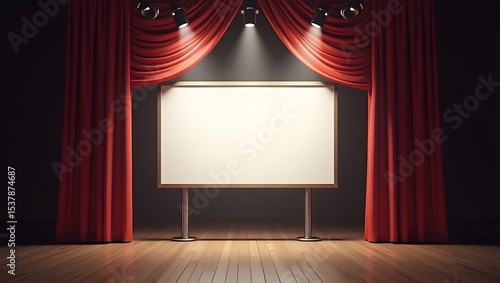 Exhibition Display Mockup: Blank Billboard in the Stage