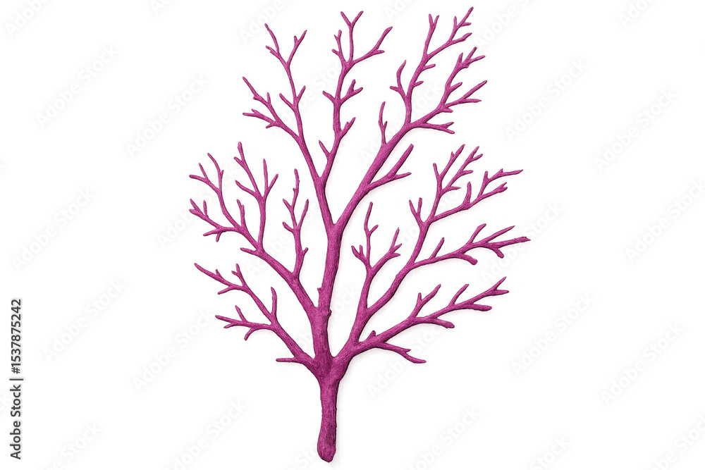 Naklejka premium Pink coral branch spreading its intricate structure on a transparent background, perfect for nature-themed designs