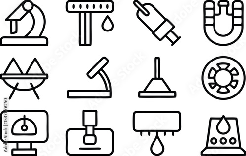 Remanufacturing outline icon set isolated on transparent background