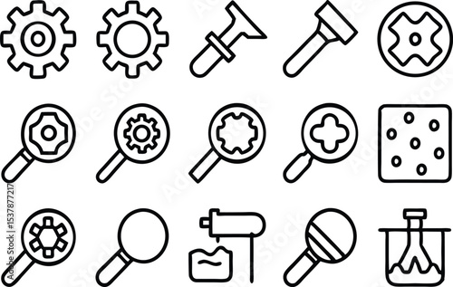 Remanufacturing outline icon set isolated on transparent background