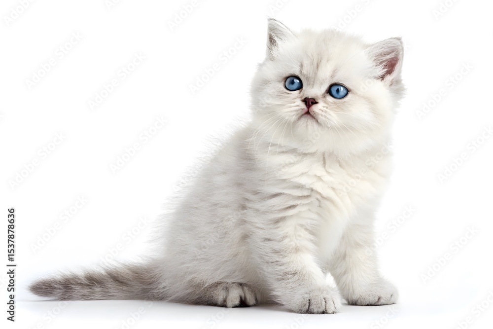Obraz premium Adorable white british shorthair kitten isolated on white background
