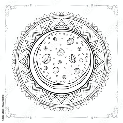 Paratha line drawing featuring smooth sketch-style strokes in a refined black and white vector design.