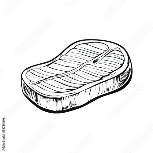 Beef Steak line drawing featuring smooth sketch-style strokes in a refined black and white vector design.