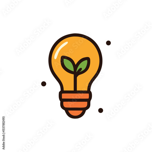 A lightbulb with a plant sprouting inside, symbolizing green energy and innovation.