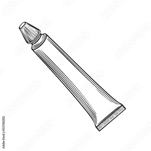 toothpaste line drawing featuring smooth sketch-style strokes in a refined black and white vector design.